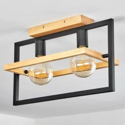 Luminaires Scandinaves-hofstein Plafonnier Espenel Bois clair, Noir, 2 lumières