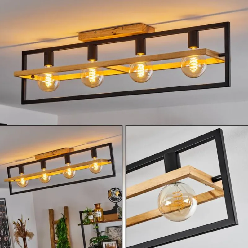 Luminaires Scandinaves-hofstein Plafonnier Espenel Écru, Noir, 4 lumières