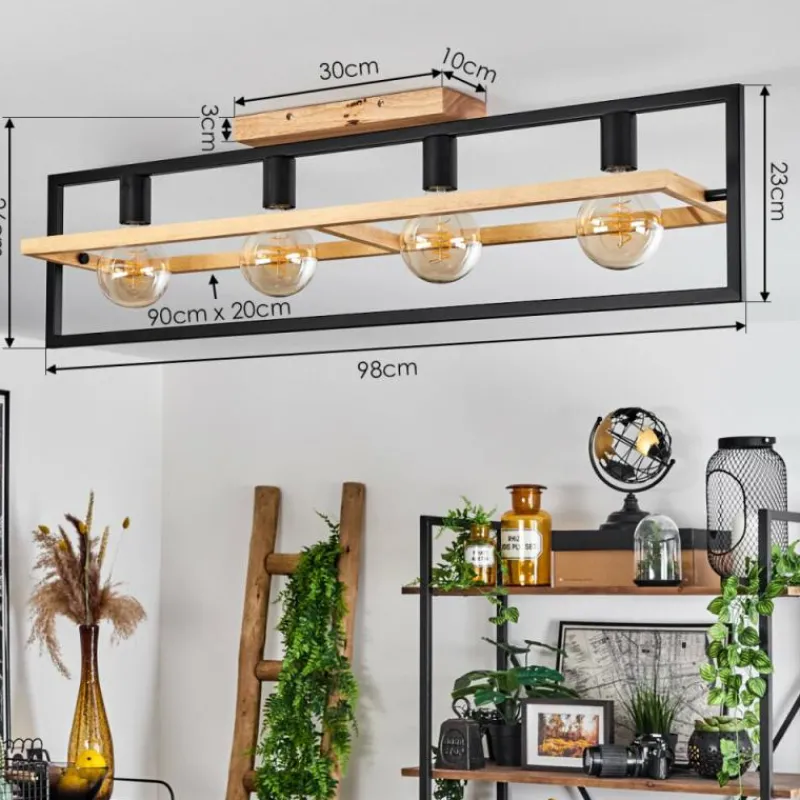 Luminaires Scandinaves-hofstein Plafonnier Espenel Écru, Noir, 4 lumières