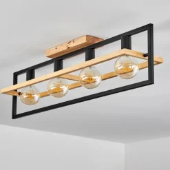 Luminaires Scandinaves-hofstein Plafonnier Espenel Écru, Noir, 4 lumières