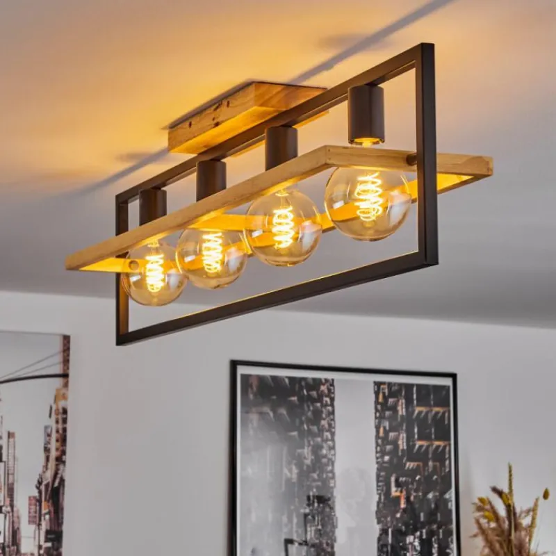 Luminaires Scandinaves-hofstein Plafonnier Espenel Écru, Noir, 4 lumières