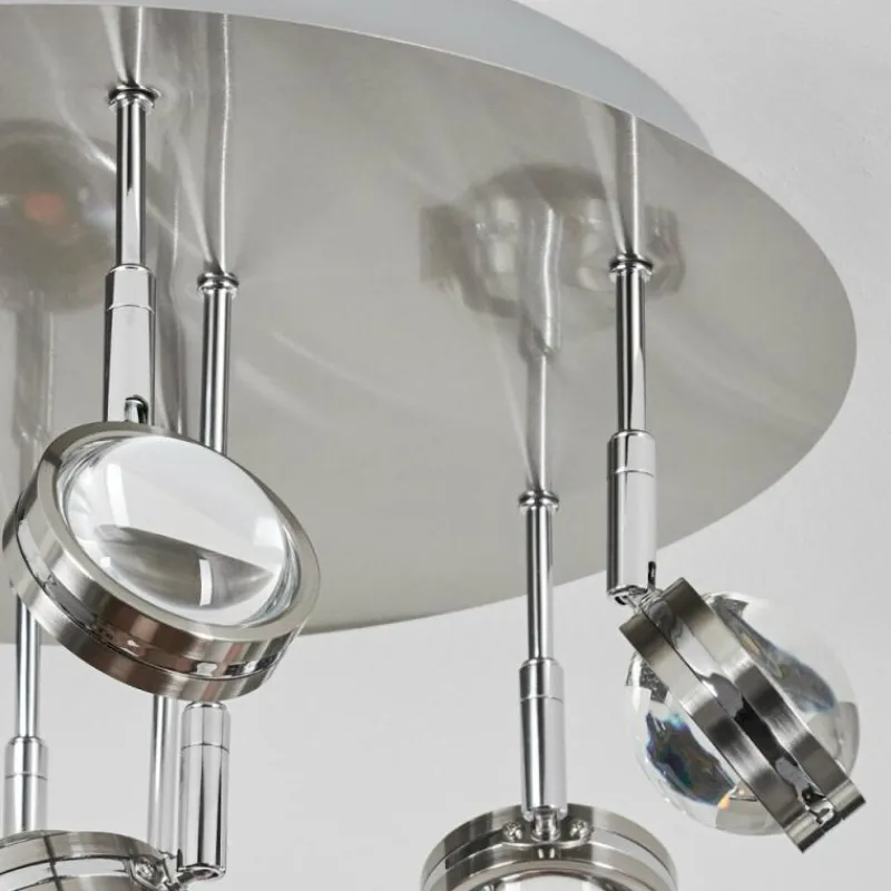 hofstein Plafonnier Fernandaires LED Nickel mat, 18 lumières