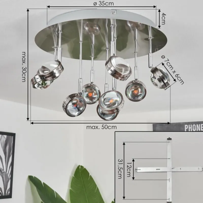 hofstein Plafonnier Fernandaires LED Nickel mat, 18 lumières
