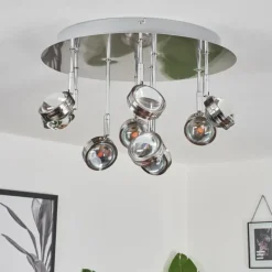 hofstein Plafonnier Fernandaires LED Nickel mat, 18 lumières