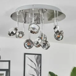 hofstein Plafonnier Fernandaires LED Nickel mat, 18 lumières