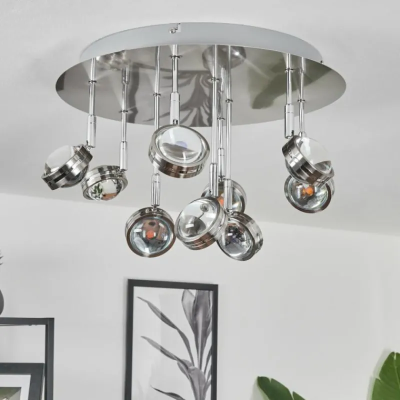 hofstein Plafonnier Fernandaires LED Nickel mat, 18 lumières