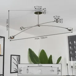 hofstein Plafonnier Fernandaires LED Nickel mat, 8 lumières