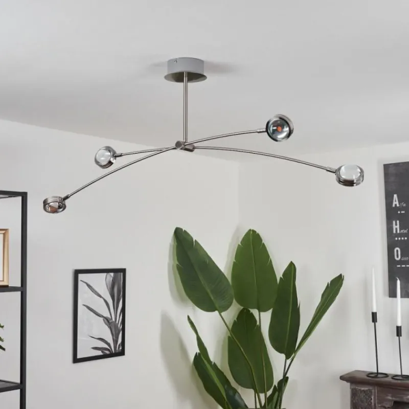 hofstein Plafonnier Fernandaires LED Nickel mat, 8 lumières