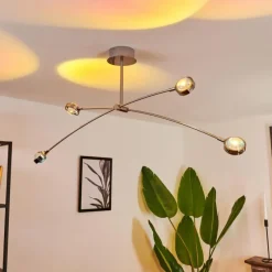 hofstein Plafonnier Fernandaires LED Nickel mat, 8 lumières