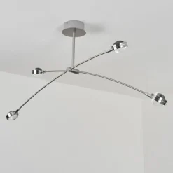 hofstein Plafonnier Fernandaires LED Nickel mat, 8 lumières