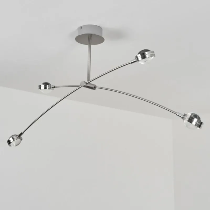 hofstein Plafonnier Fernandaires LED Nickel mat, 8 lumières