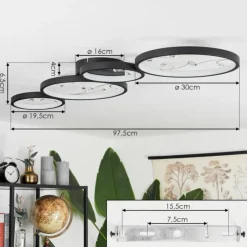hofstein Plafonnier Fombillou LED Noir, 1 lumière