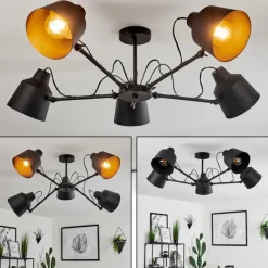Lampes Industrielles-hofstein Plafonnier Gaudent Noir, 5 lumières