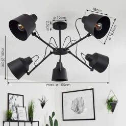 Lampes Industrielles-hofstein Plafonnier Gaudent Noir, 5 lumières