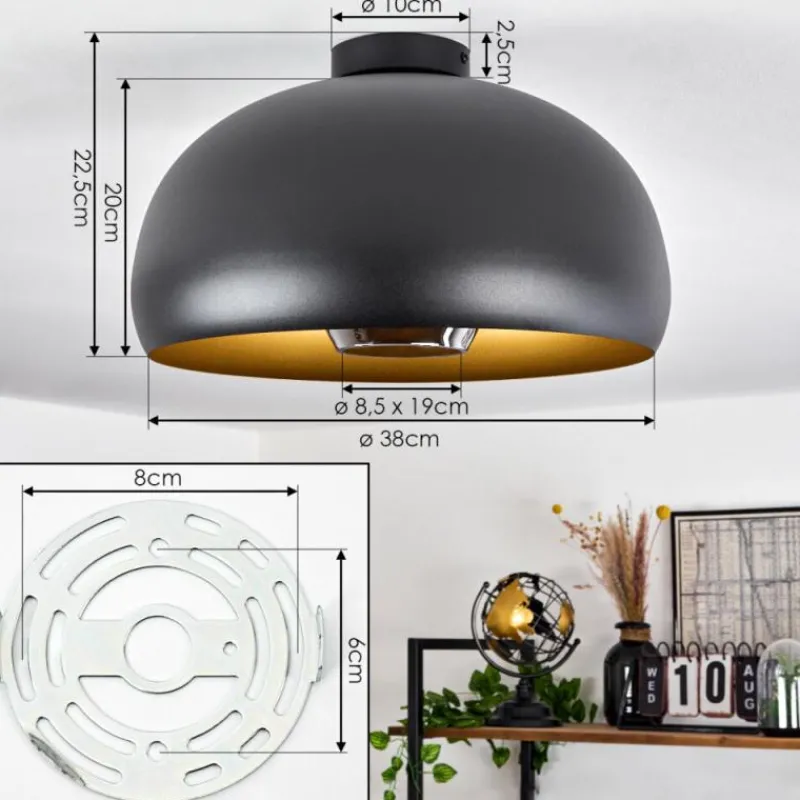 Lampes Dorées-hofstein Plafonnier Gaudi Or, Noir, 1 lumière