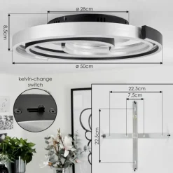 hofstein Plafonnier Golega LED Aluminium, Noir, 1 lumière