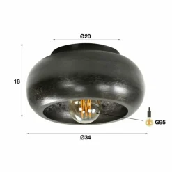 hofstein Plafonnier Gralhos Argent Oxydé, Noir, 1 lumière