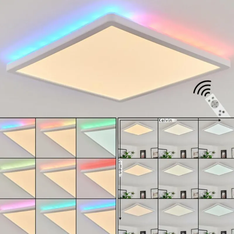hofstein Plafonnier Hortinhas LED Blanc, 1 lumière, Télécommandes, Changeur de couleurs