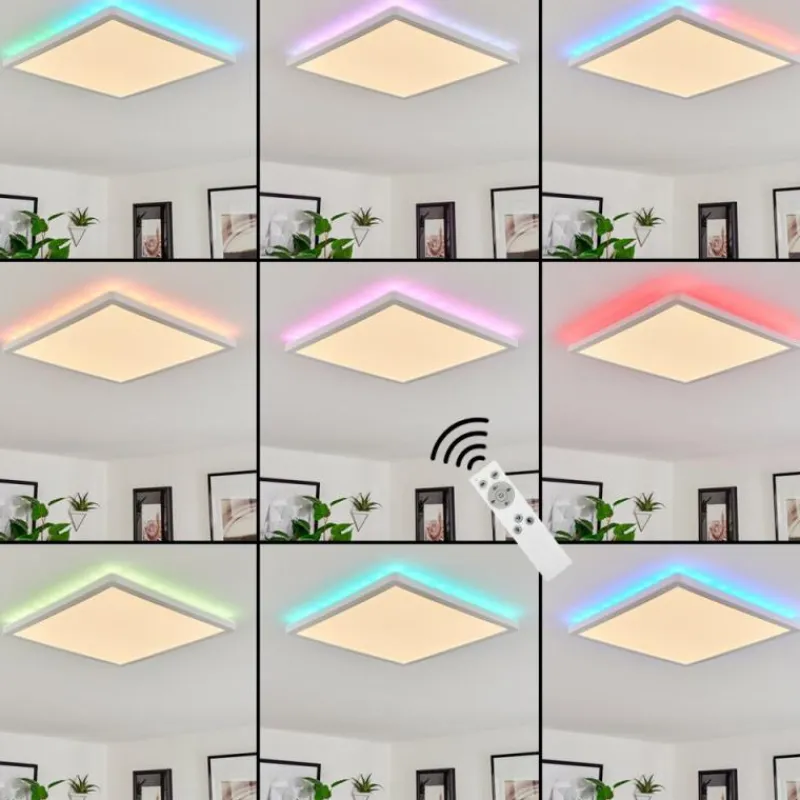 hofstein Plafonnier Hortinhas LED Blanc, 1 lumière, Télécommandes, Changeur de couleurs