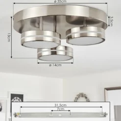 hofstein Plafonnier Huallilemu LED Nickel mat, 3 lumières
