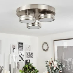 hofstein Plafonnier Huallilemu LED Nickel mat, 3 lumières