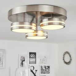 hofstein Plafonnier Huallilemu LED Nickel mat, 3 lumières
