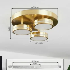 hofstein Plafonnier Huallilemu LED Laiton, 3 lumières