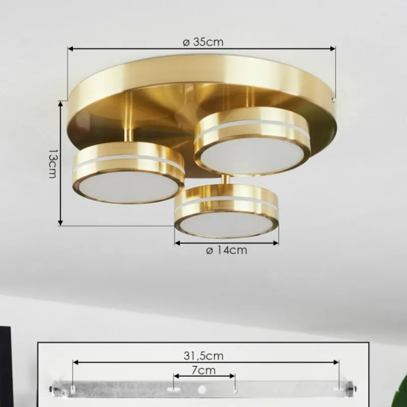 hofstein Plafonnier Huallilemu LED Laiton, 3 lumières