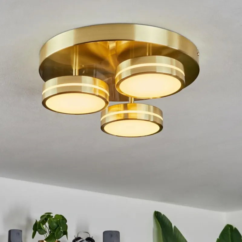 hofstein Plafonnier Huallilemu LED Laiton, 3 lumières