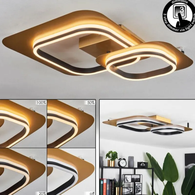 Lampes Dorées-hofstein Plafonnier Huallilemu LED Or, Noir, 1 lumière