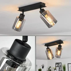 hofstein Plafonnier Hunouri Noir, 2 lumières