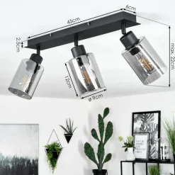 hofstein Plafonnier Hunouri Noir, 3 lumières