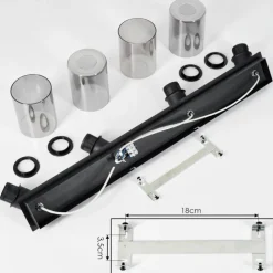 hofstein Plafonnier Hunouri Noir, 4 lumières