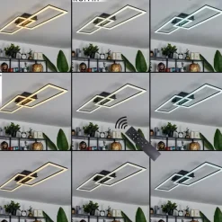 hofstein Plafonnier Hyacinthe LED Noir, 1 lumière, Télécommandes