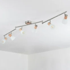 hofstein Plafonnier Icalma Bois clair, Nickel mat, 6 lumières