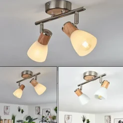 hofstein Plafonnier Icalma Écru, Nickel mat, 2 lumières