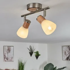 hofstein Plafonnier Icalma Écru, Nickel mat, 2 lumières