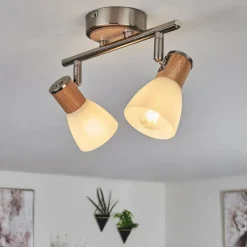 hofstein Plafonnier Icalma Écru, Nickel mat, 2 lumières