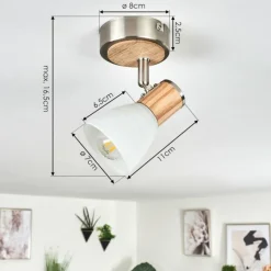 Lampes En Bois-hofstein Plafonnier Icalma Écru, Nickel mat, 1 lumière