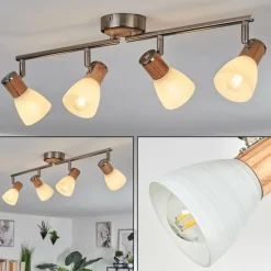 hofstein Plafonnier Icalma Écru, Nickel mat, 4 lumières