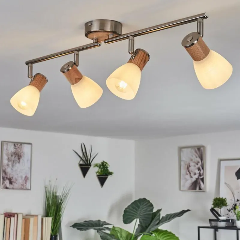 hofstein Plafonnier Icalma Écru, Nickel mat, 4 lumières