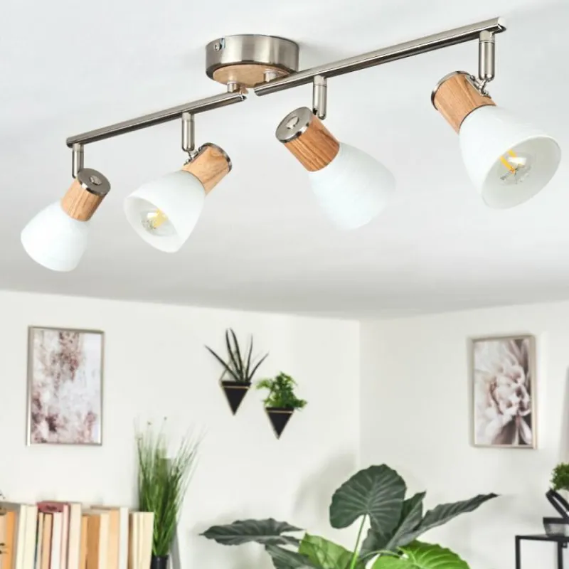 hofstein Plafonnier Icalma Écru, Nickel mat, 4 lumières