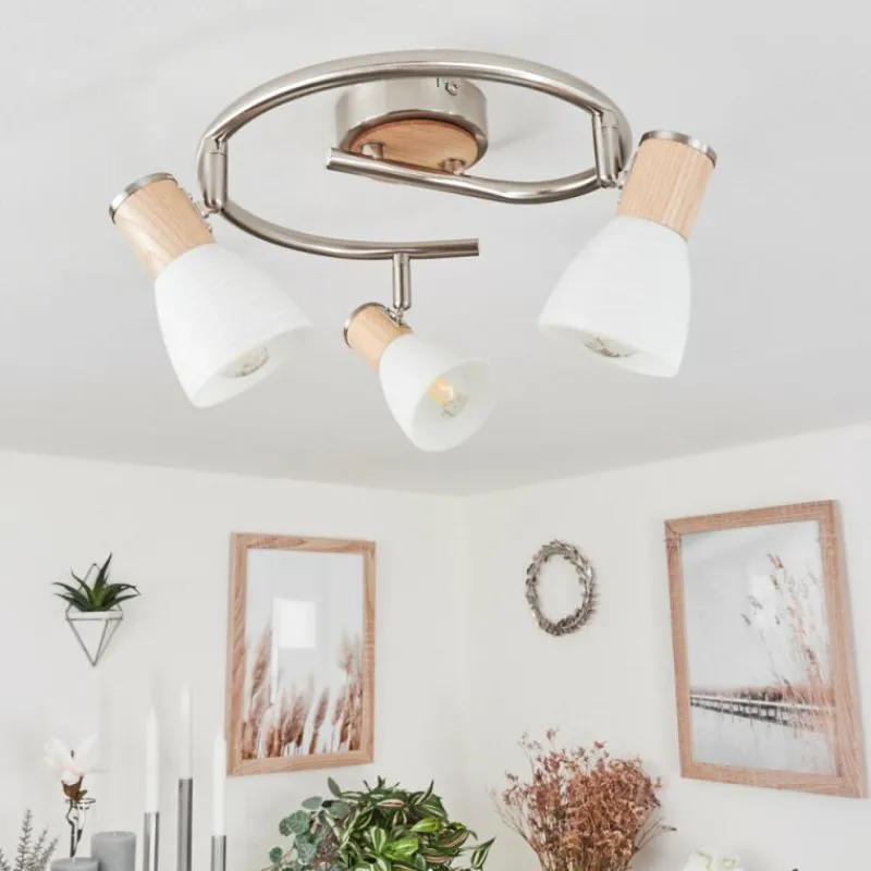 hofstein Plafonnier Icalma Écru, Nickel mat, 3 lumières