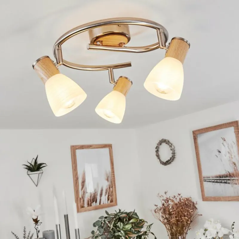 hofstein Plafonnier Icalma Écru, Nickel mat, 3 lumières