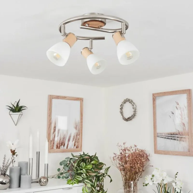 hofstein Plafonnier Icalma Écru, Nickel mat, 3 lumières