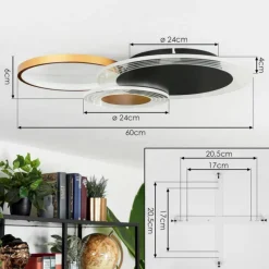 Lampes Dorées-hofstein Plafonnier Ipinco LED Or, Noir, Transparent, 1 lumière, Télécommandes
