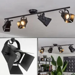 Lampes Industrielles-hofstein Plafonnier Isanay Noir, 4 lumières