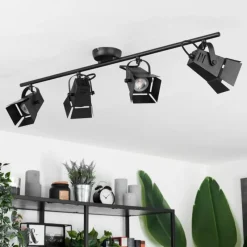 Lampes Industrielles-hofstein Plafonnier Isanay Noir, 4 lumières
