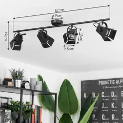 Lampes Industrielles-hofstein Plafonnier Isanay Noir, 4 lumières