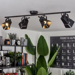 Lampes Industrielles-hofstein Plafonnier Isanay Noir, 4 lumières